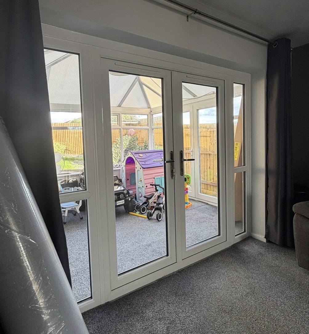 uPVC French doors installed by Lion Guard Installations in a Swansea home