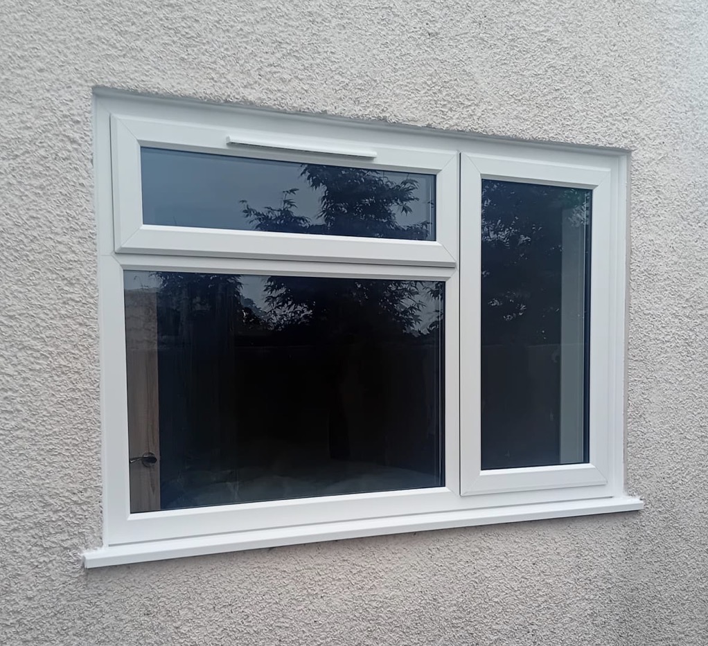 Installed uPVC double glazed window with white frame, part of a residential home project in Swansea