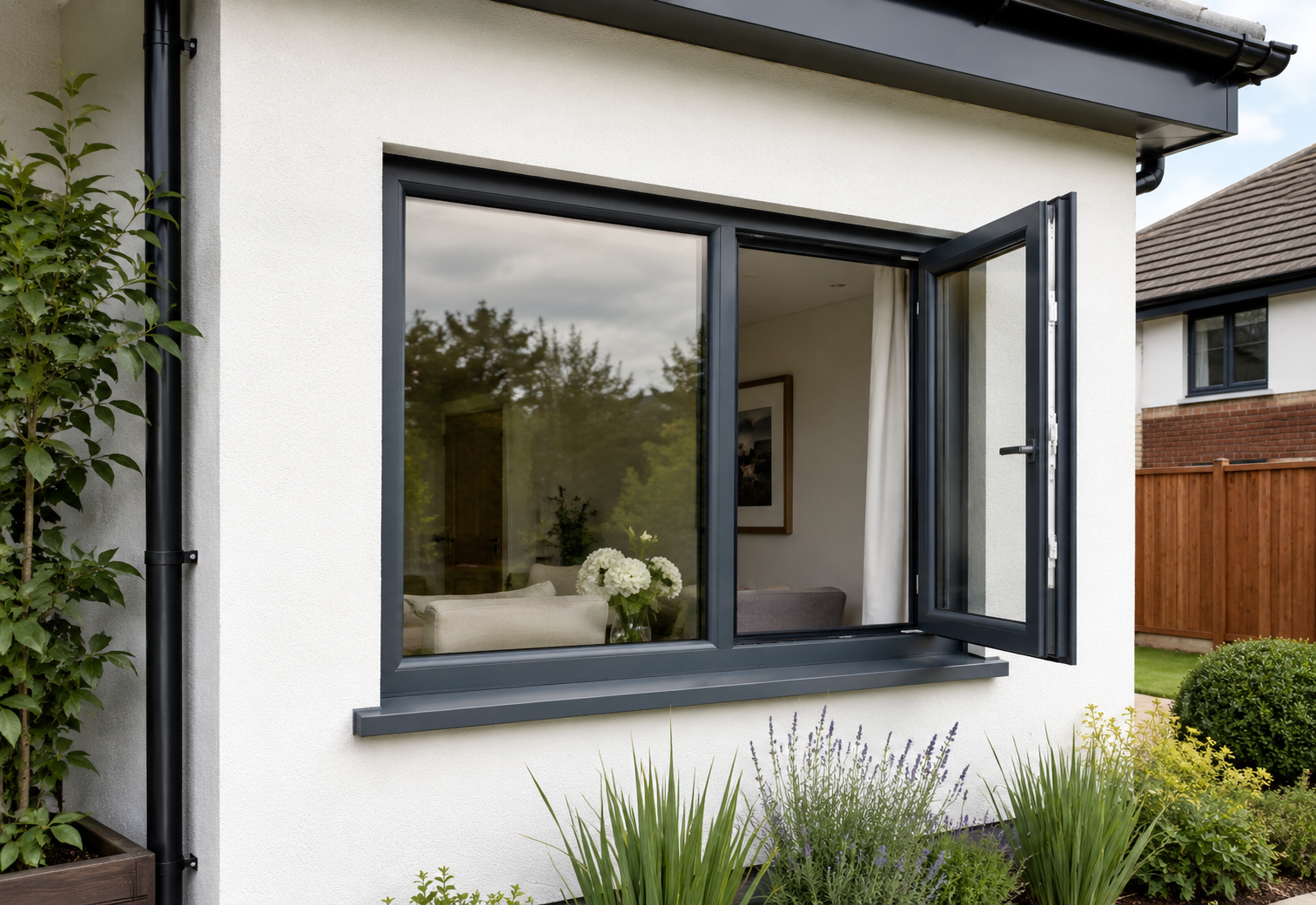 fixed and opening casement window combination