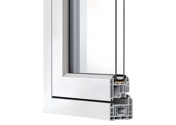 Flush sash uPVC window profile with energy efficient glazing